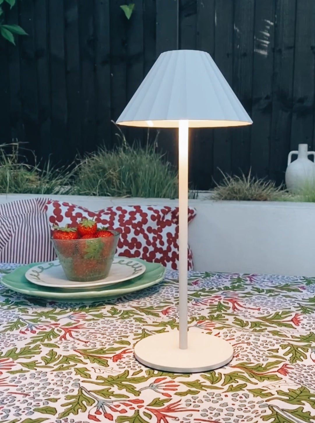 Cordless Table Lamp Fluted Shade