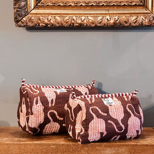 Cosmetics Bags Cosmetic Bag - Red Tigers on Conker