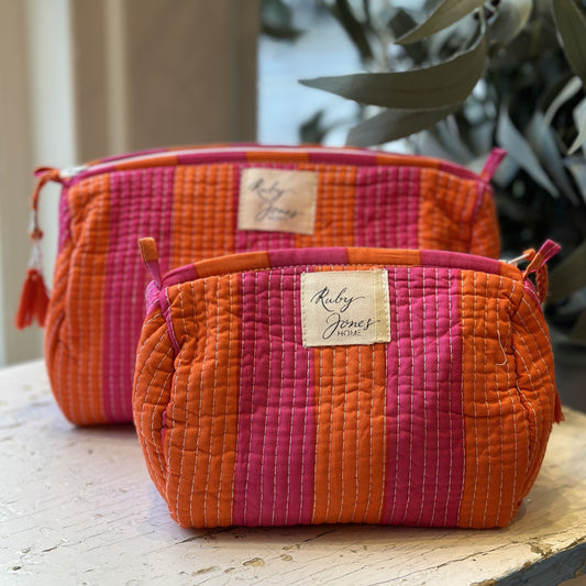 Cosmetics Bags Cosmetic Bag - Wide Stripe - Fuchsia & Orange