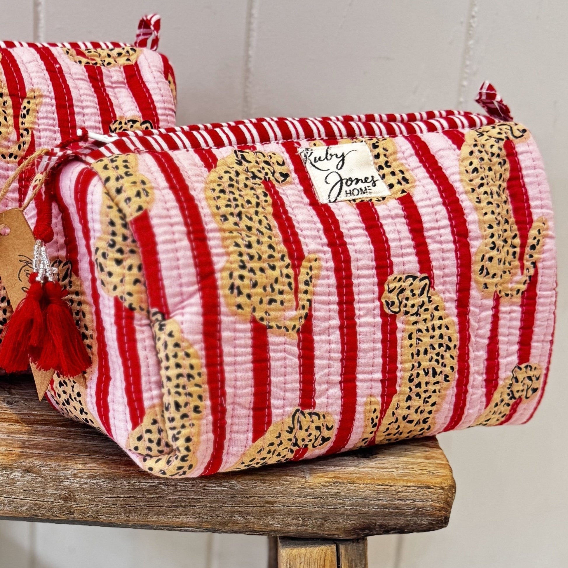 Cosmetics Bags Cosmetics Bag - Candy Stripe Cheetahs