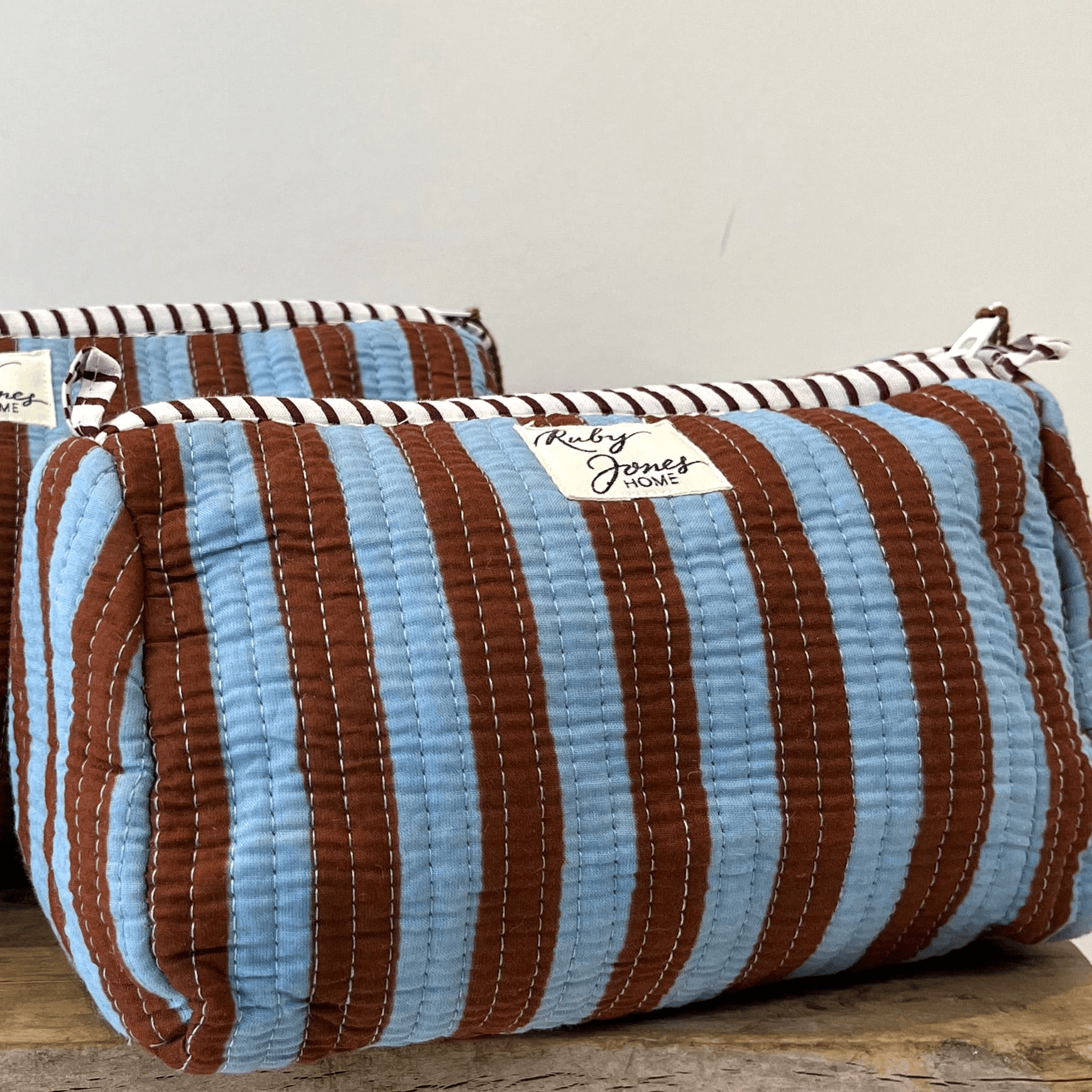 Cosmetics Bags Cosmetics Bag - Cocoa & Sky Stripes