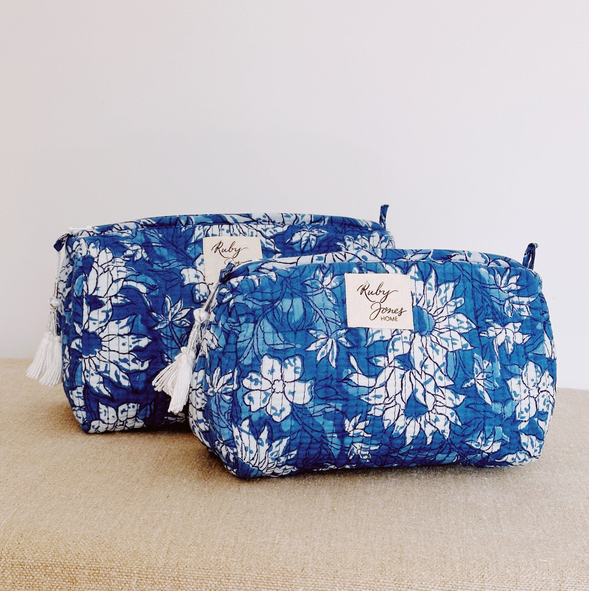 Lifestyle Cosmetics Bag - Dahlias on Azure Blue