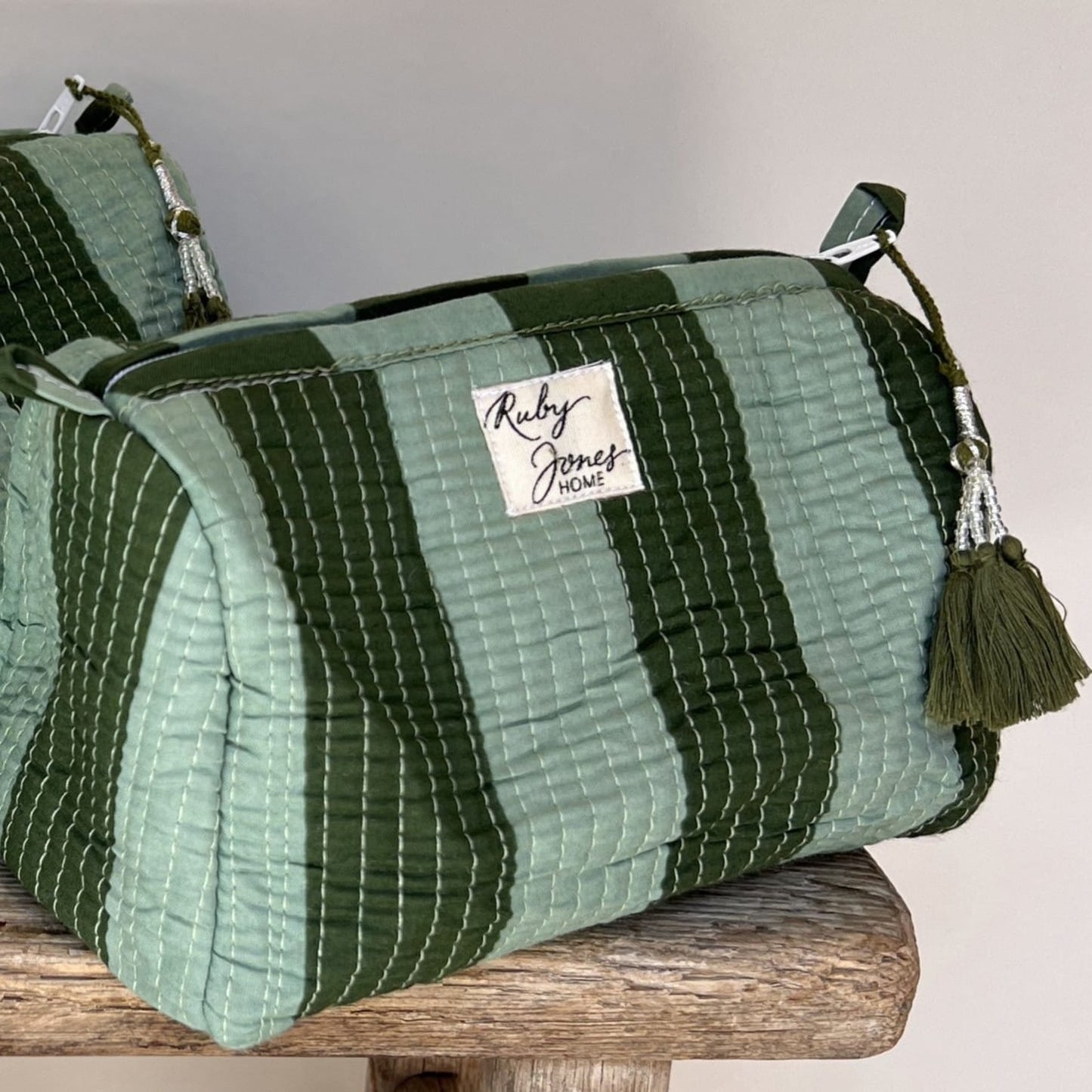 Cosmetics Bags Cosmetics Bag - Green Wide Stripe