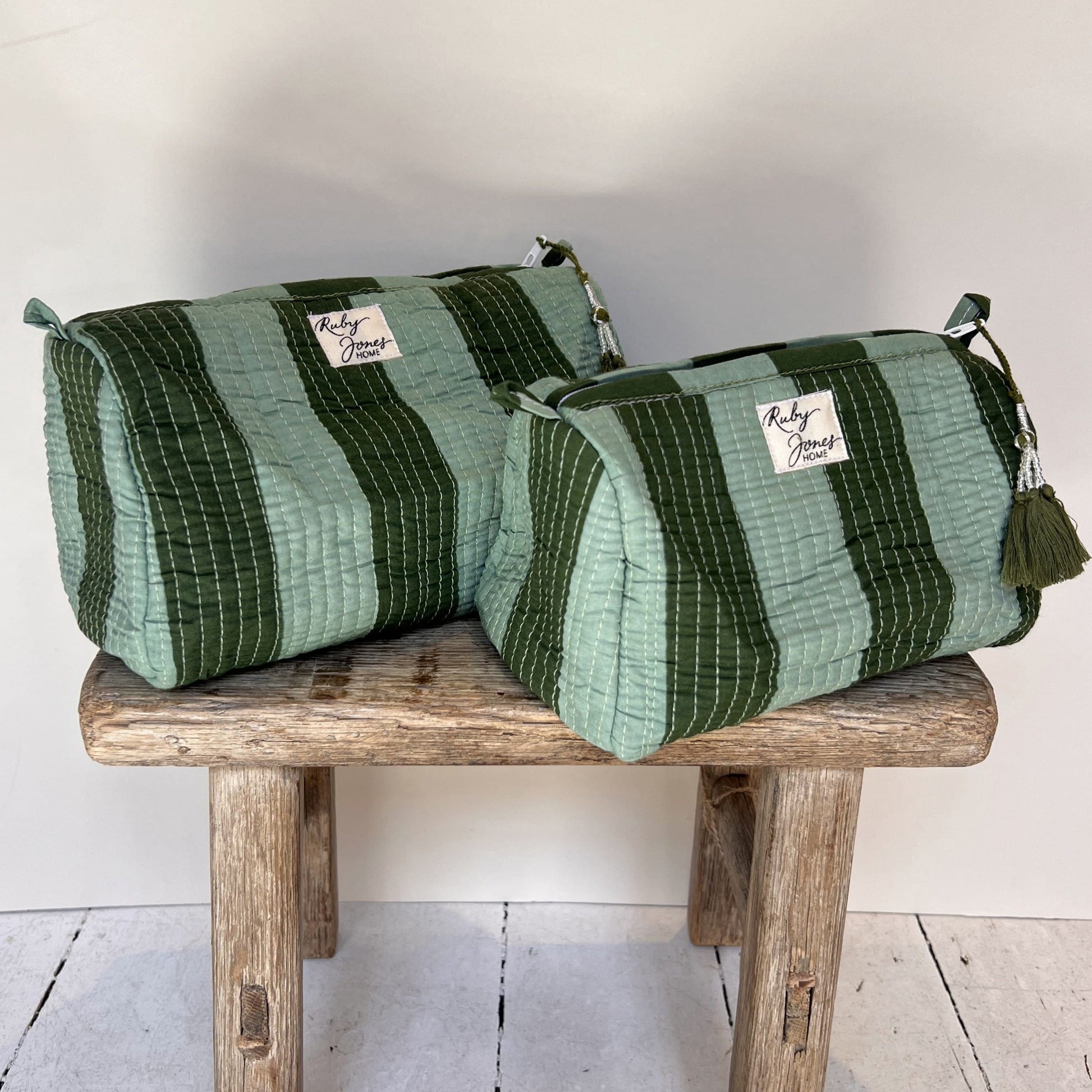 Cosmetics Bags Cosmetics Bag - Green Wide Stripe