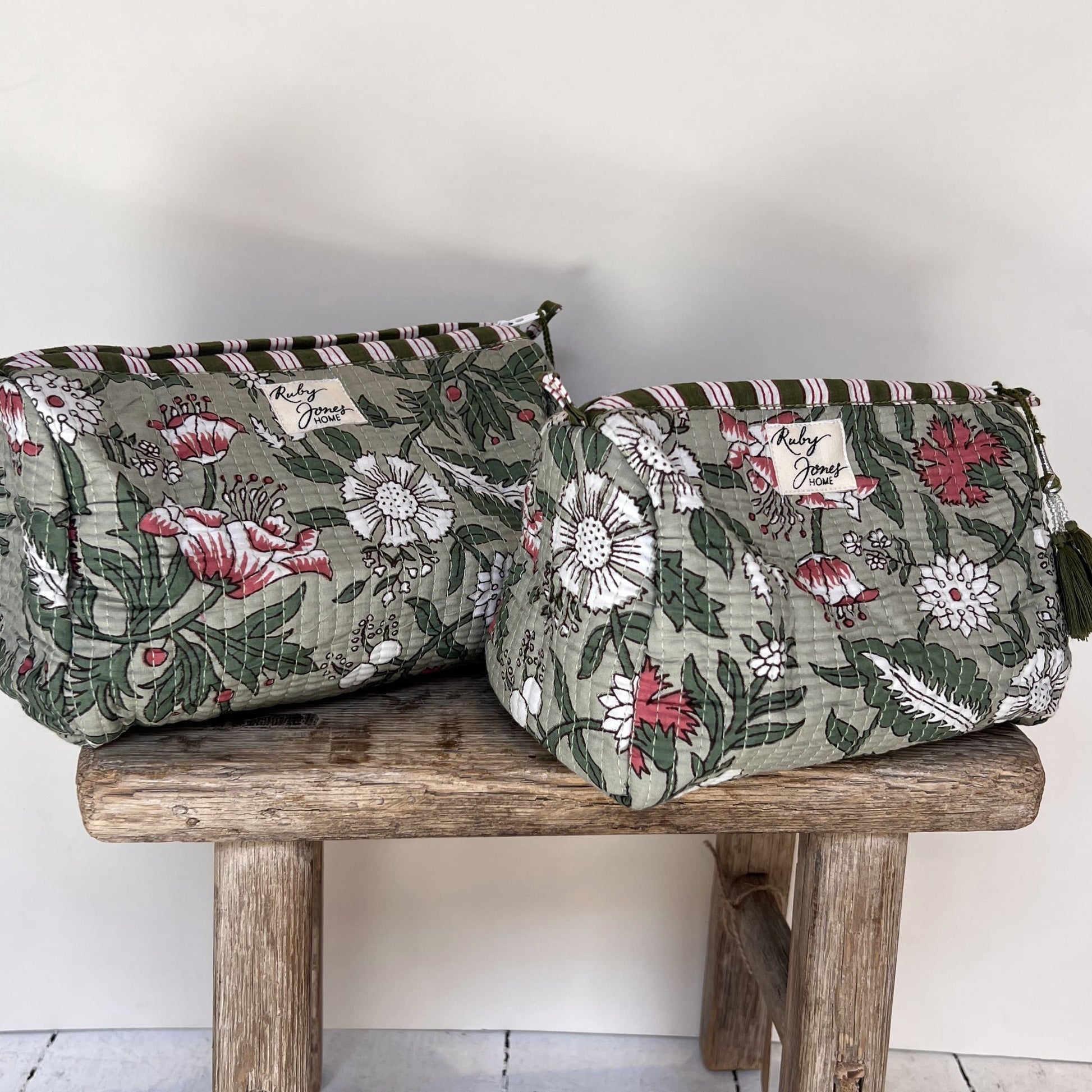 Cosmetics Bags Cosmetics Bag - Malva Pink Botanicals on Green