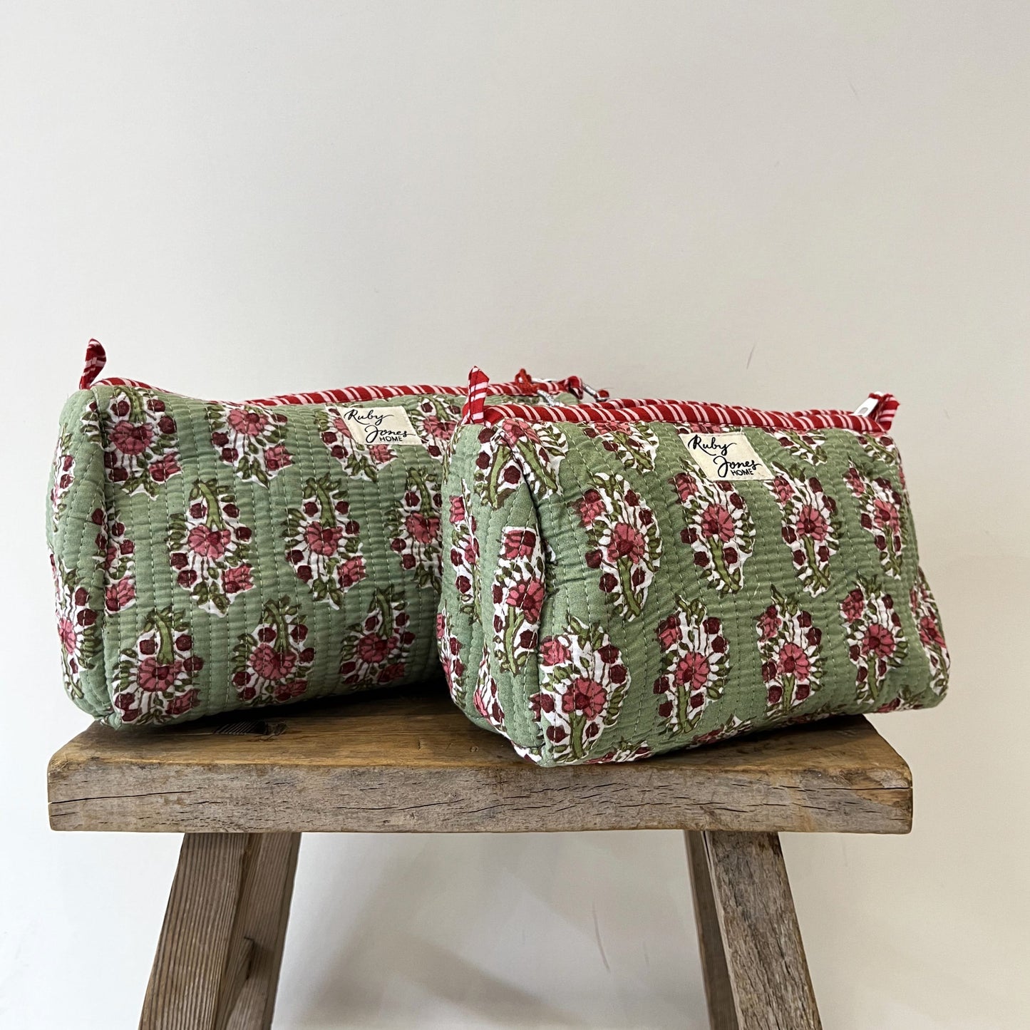 Cosmetics Bags Cosmetics Bag - Pink Country Flowers on Green Small 26599