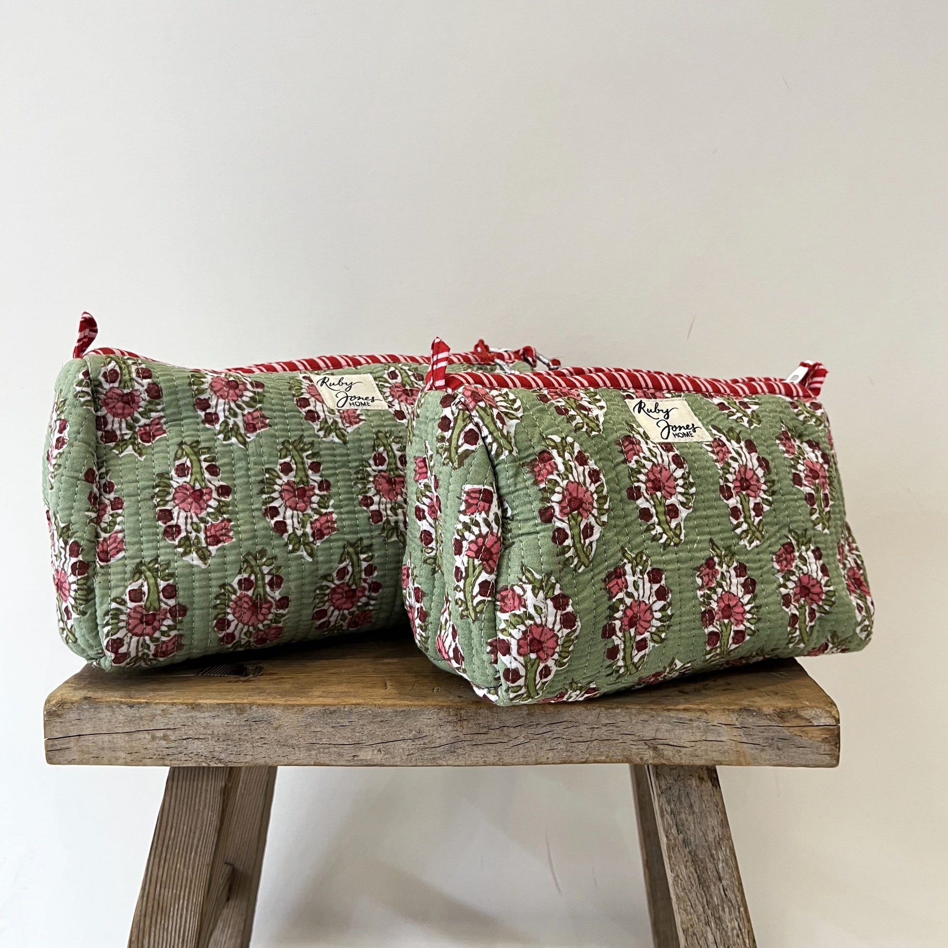 Cosmetics Bags Cosmetics Bag - Pink Country Flowers on Green Small 26599