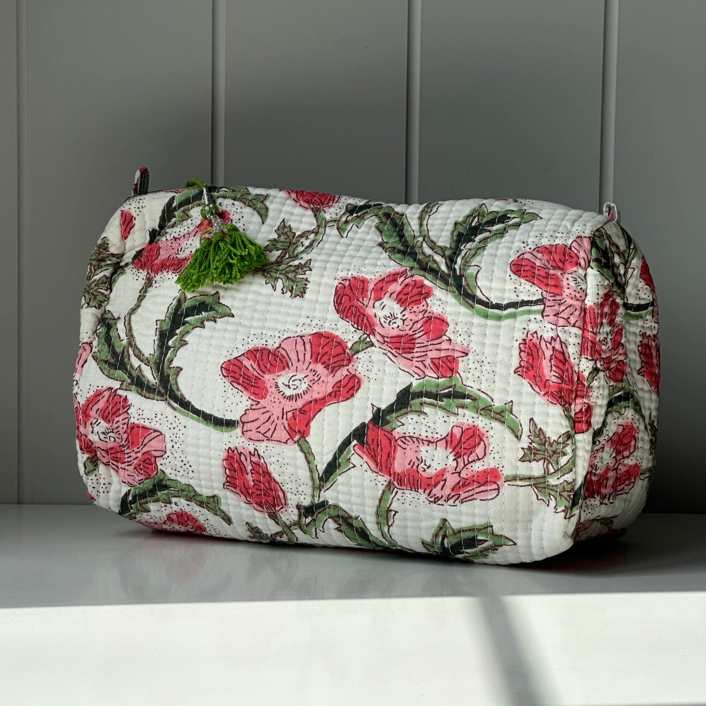Lifestyle Cosmetics Bag - Pink Flowers on White