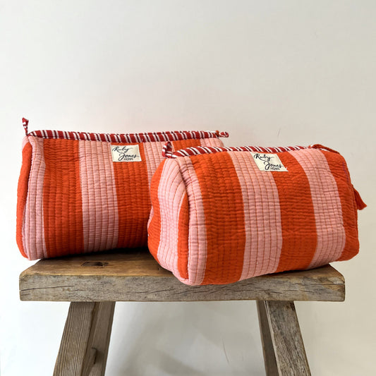 Cosmetics Bags Cosmetics Bag - Tangerine Wide Stripe Small 27719