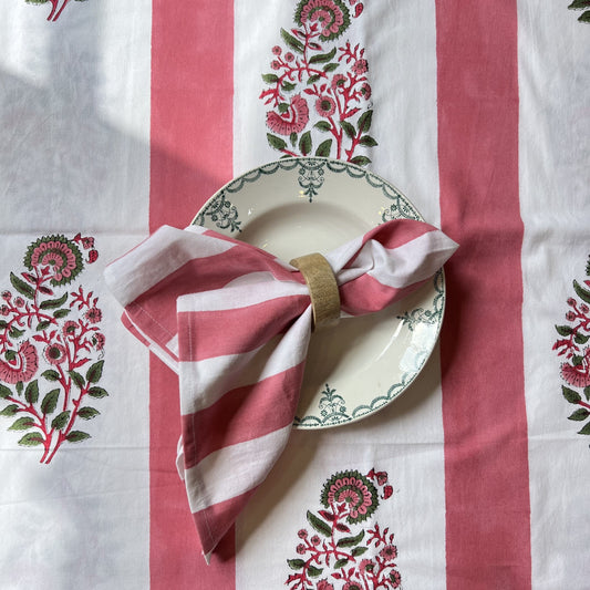 Cloth Cotton Blockprint Napkin - Rhubarb Stripe 25084