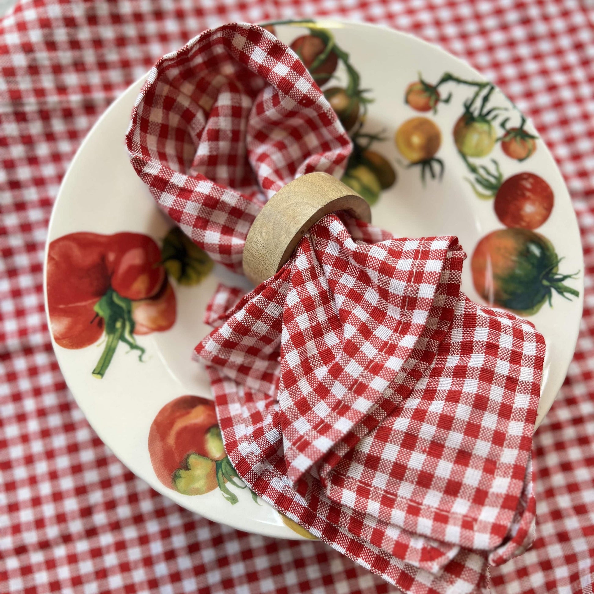 Cloth Cotton Gingham Napkins - 45 x 45cm Festive Red 26050