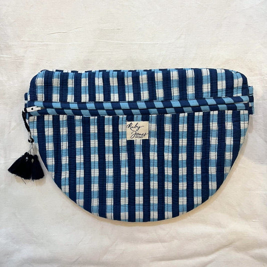 Crossbody Bags Crossbody Bag - Navy & Sky Blue Check 25658