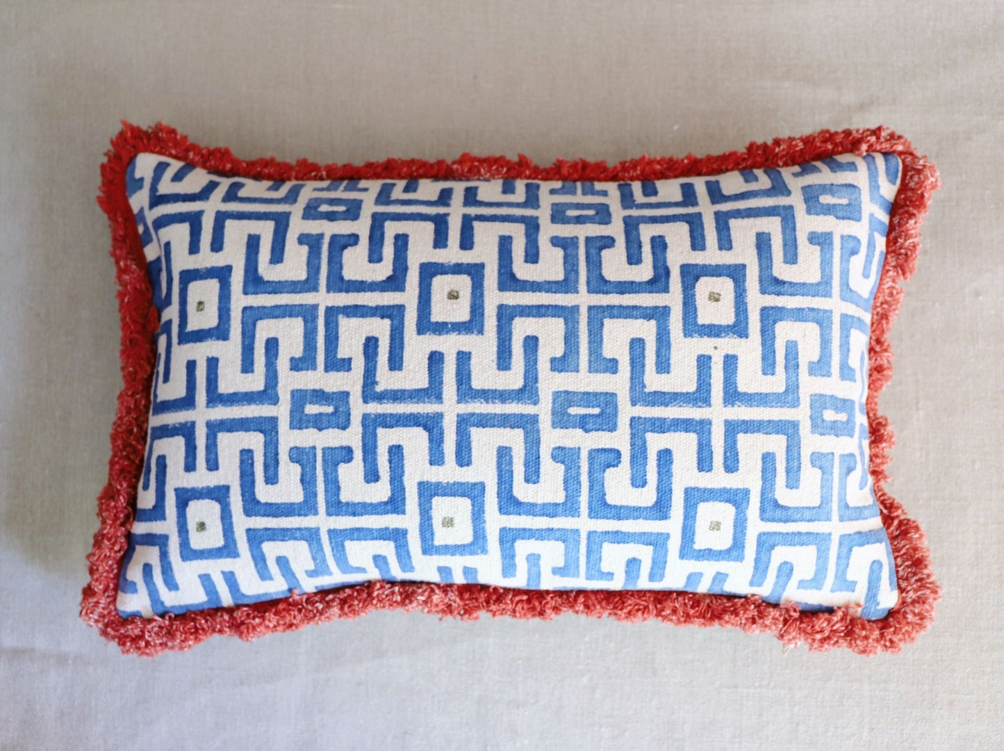 Cushions Cushion - Block Printed Cotton - Cotton Frill Blue 20323