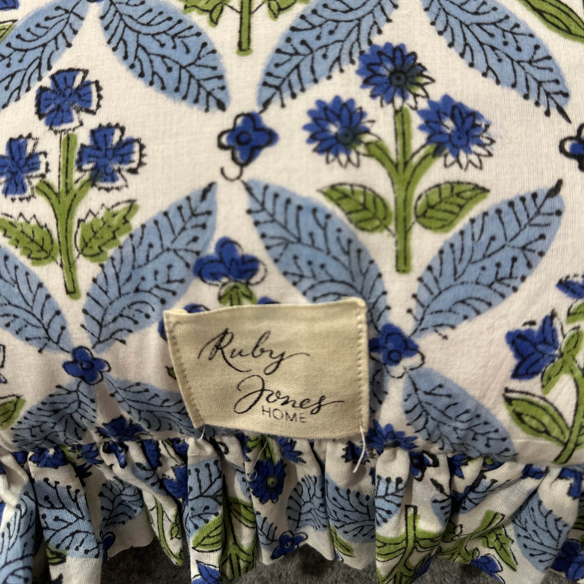 Cushions Cushion - Blue Wildflowers Trellis Matching Ruffle 21728