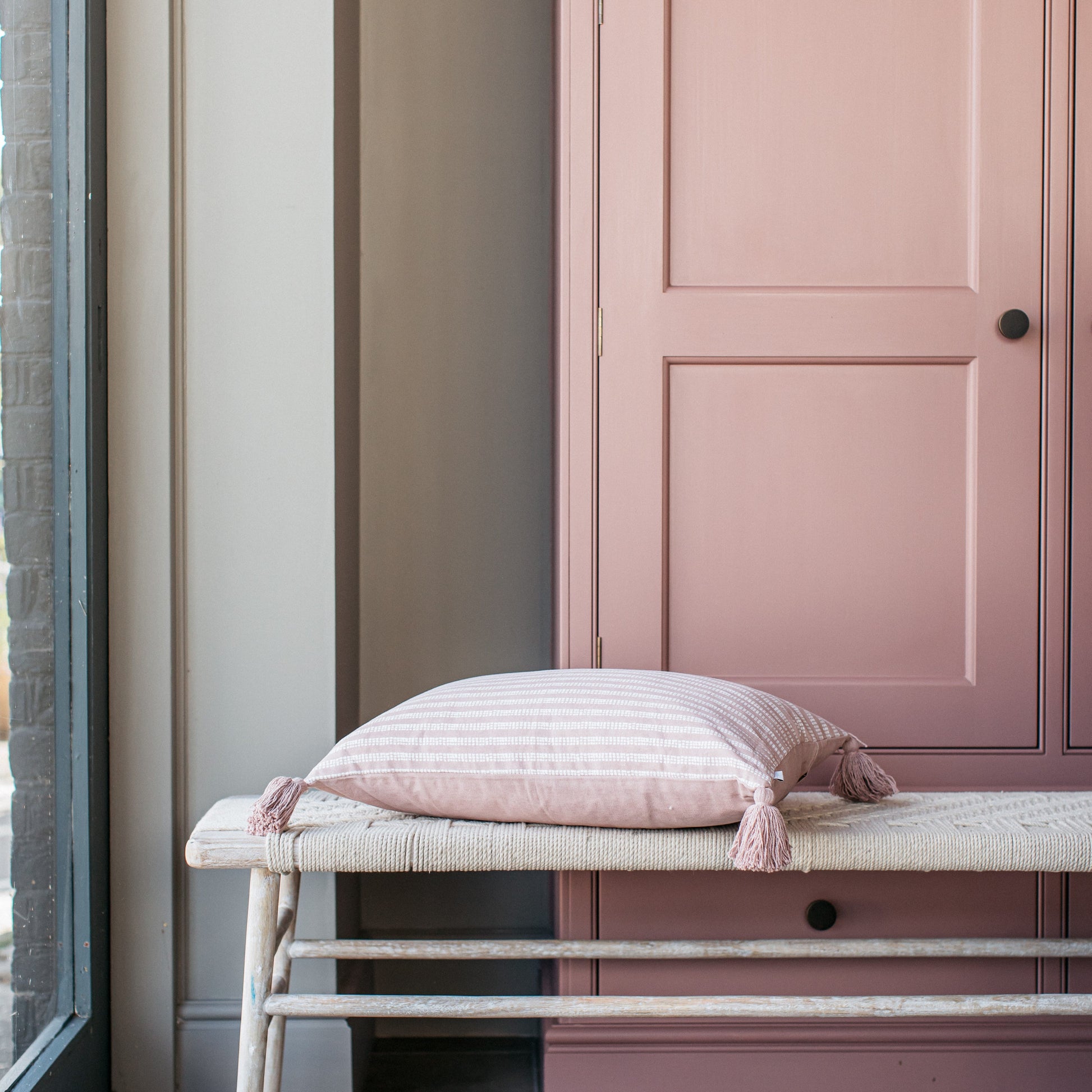 Cushions Cushion - Cobbled with Tassel / Blush 27050
