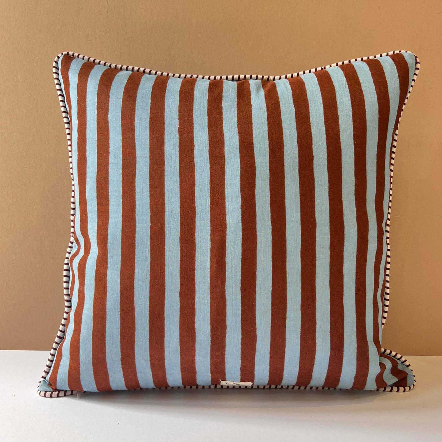 Cushions Cushion - Cocoa & Sky Stripes with Matching Piping 27727