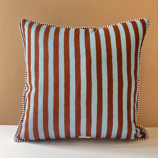 Cushions Cushion - Cocoa & Sky Stripes with Matching Piping 27727