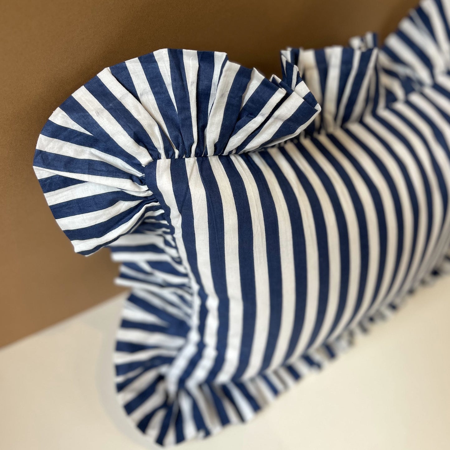Cushions Cushion - Dark Sapphire Stripe with Matching Ruffle 26666
