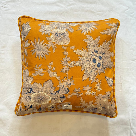 Cushions Cushion - Detailed Botanicals on Ochre / Matching Stripe Piping 25072