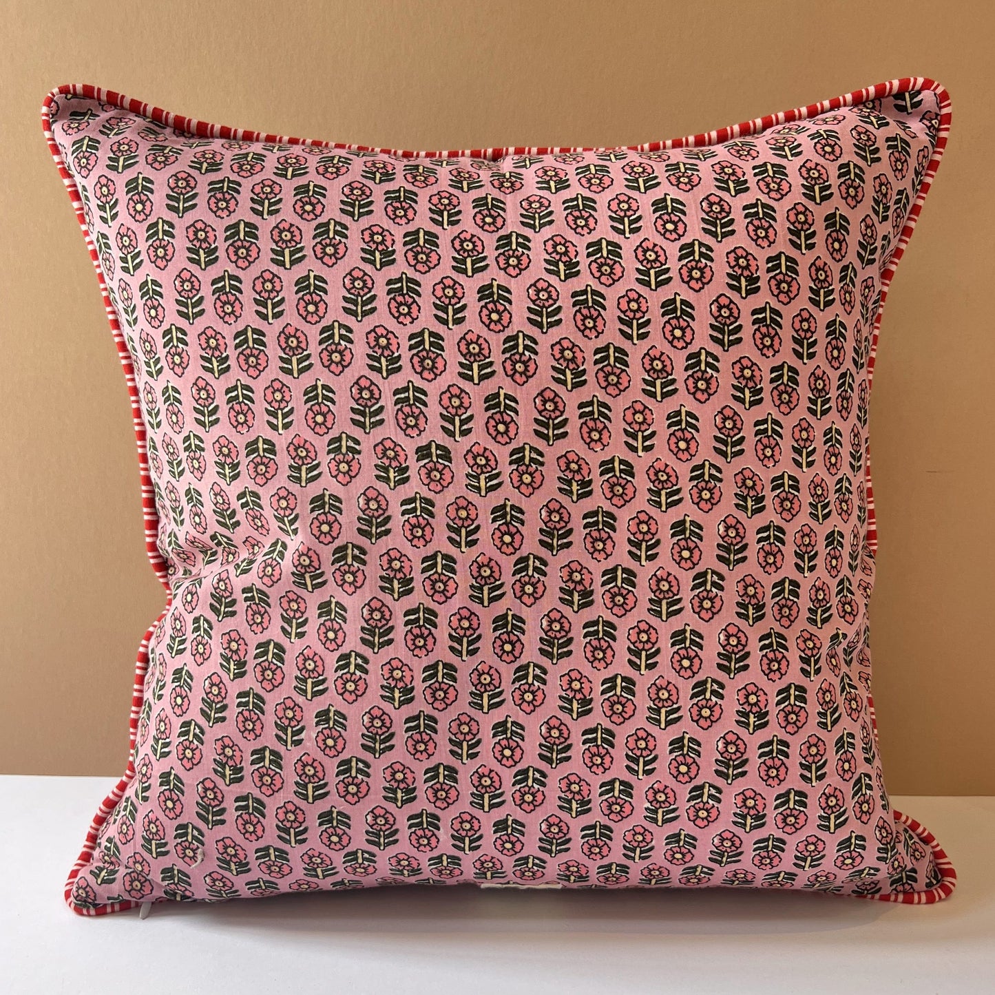 Cushions Cushion - Ditsy Pink Flowers on Powder with Ruffle or Piping
