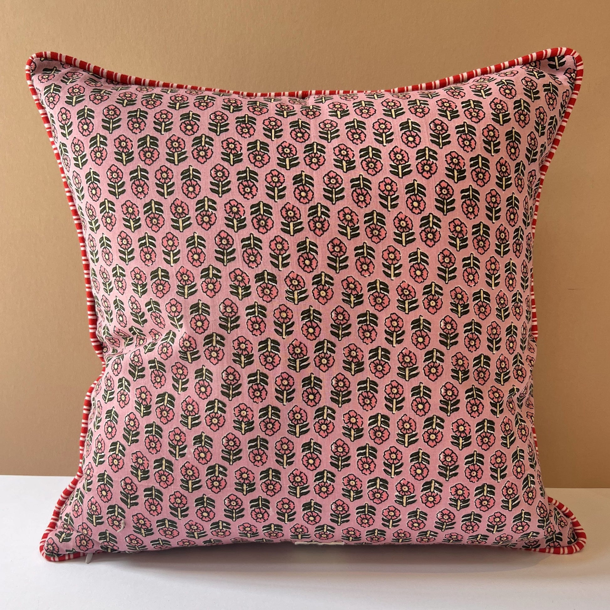 Cushions Cushion - Ditsy Pink Flowers on Powder with Ruffle or Piping