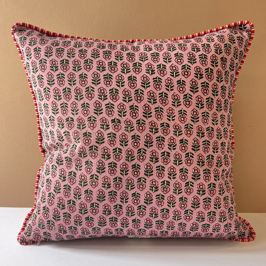 Cushions Cushion - Ditsy Pink Flowers on Powder with Ruffle or Piping
