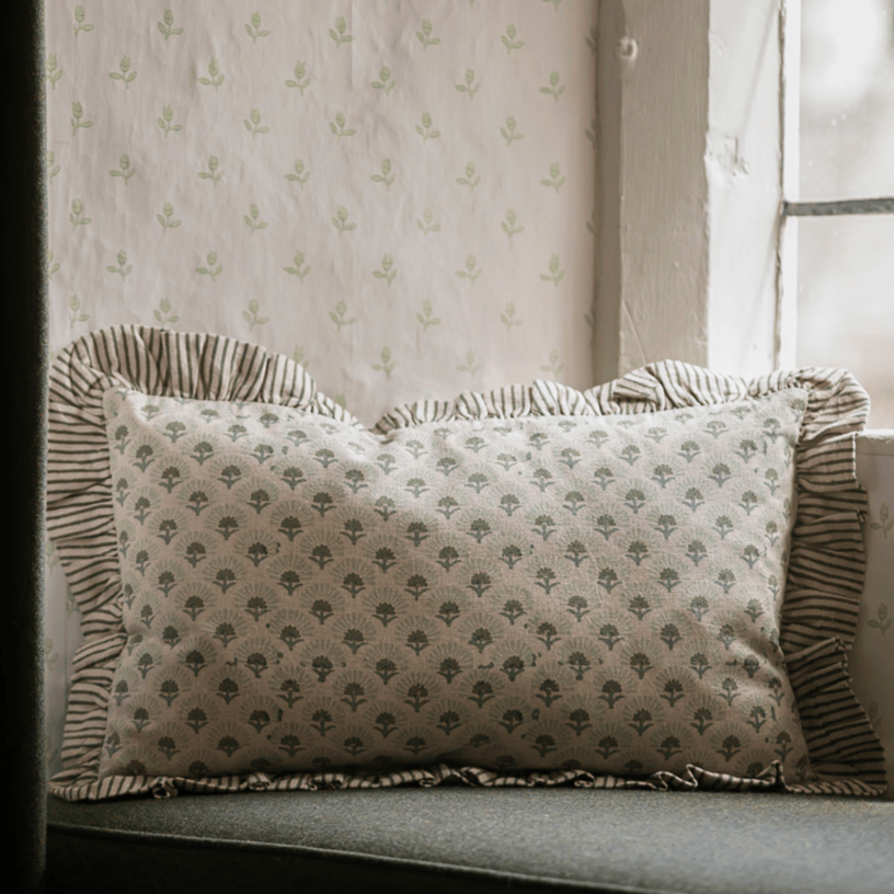 Cushions Cushion - Fanflower Blockprint - 30x50cm 26839