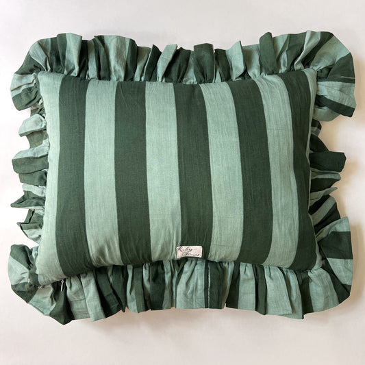 Cushions Cushion - Green Lawn Stripe with Matching Ruffle 25424