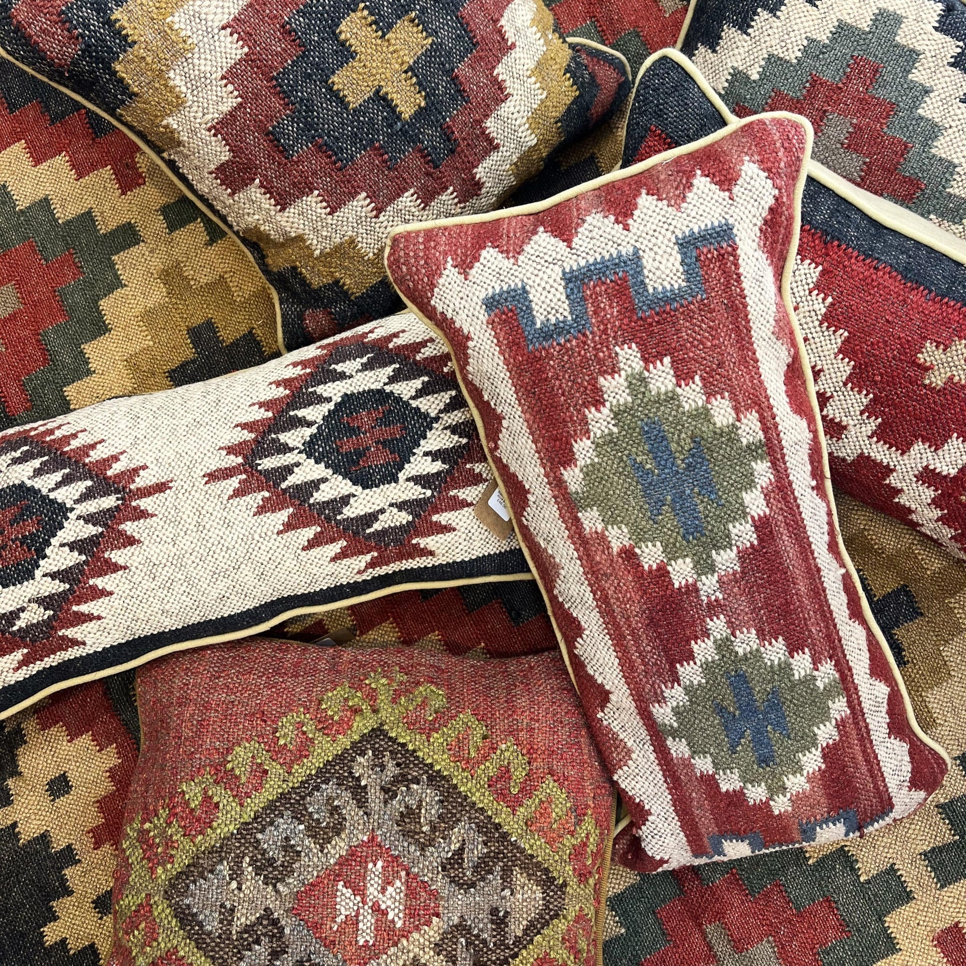 Cushions Cushion - Handwoven Kilim/ Rust, Pea & Bear 25740