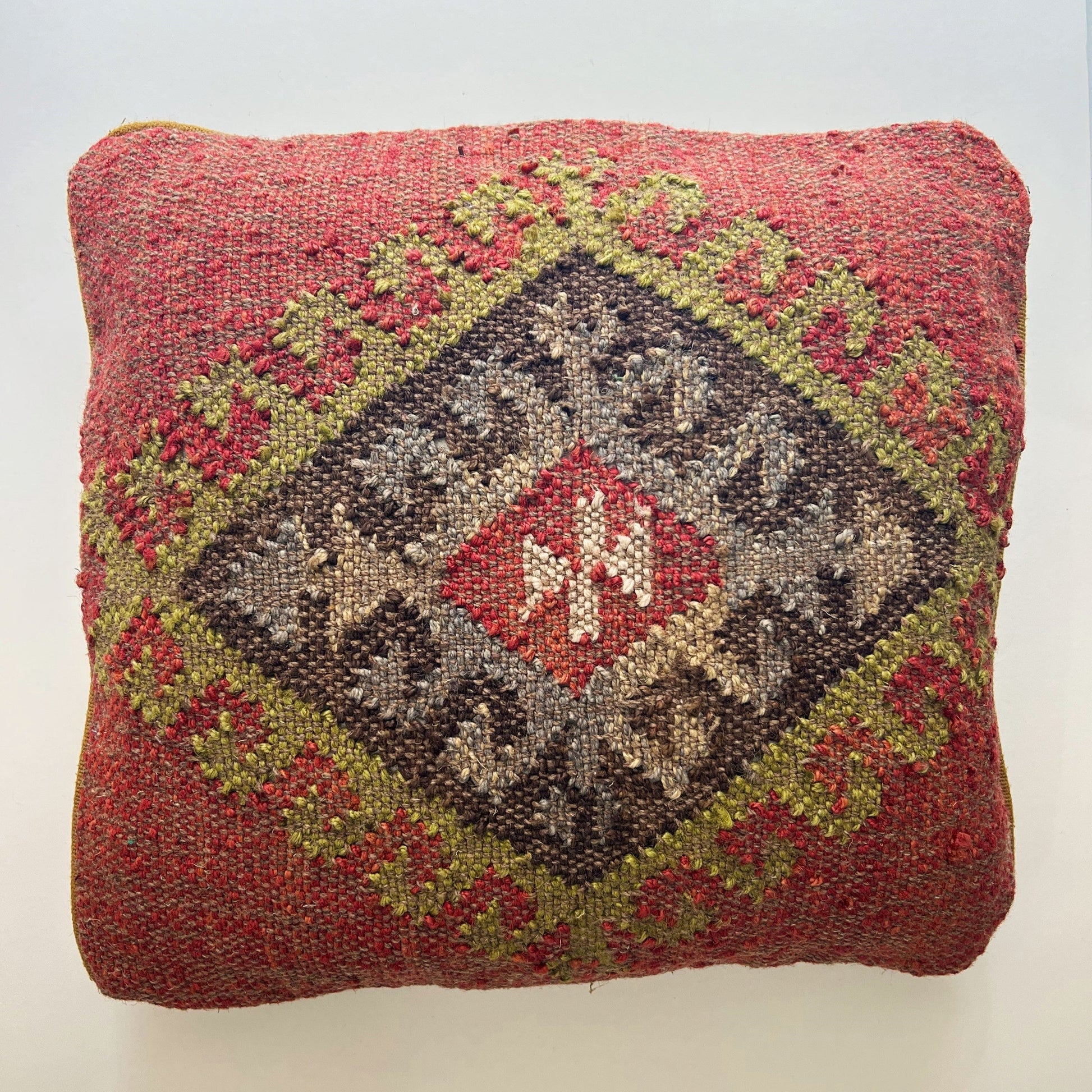 Cushions Cushion - Handwoven Kilim/ Rust, Pea & Bear 25740