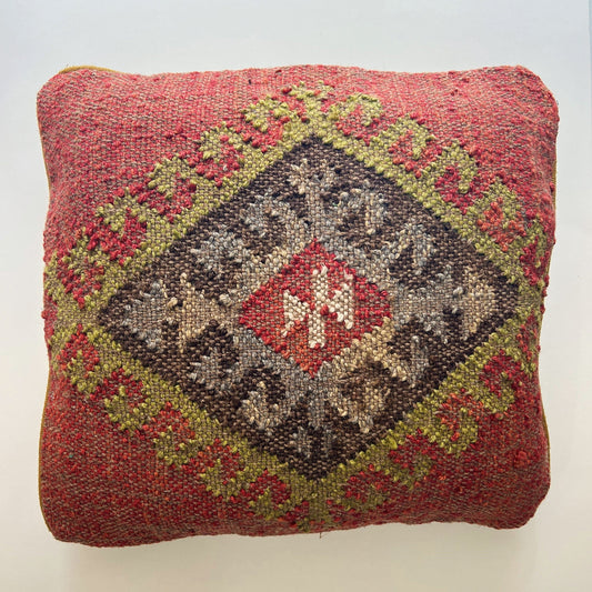 Cushions Cushion - Handwoven Kilim/ Rust, Pea & Bear 25740