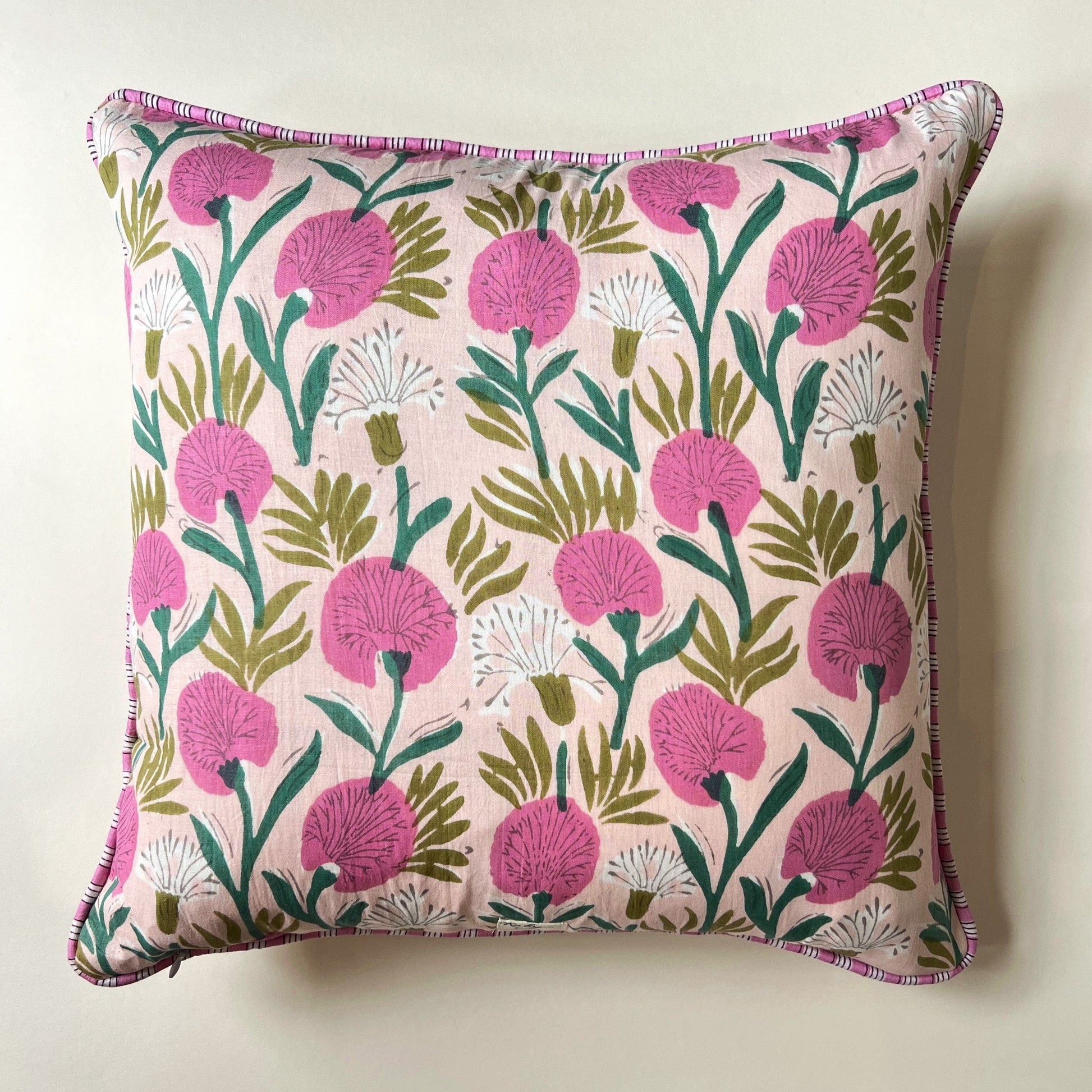 Cushions Cushion - Hot Pink Blooms on Blush 25692