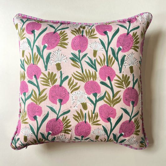Cushions Cushion - Hot Pink Blooms on Blush 25692