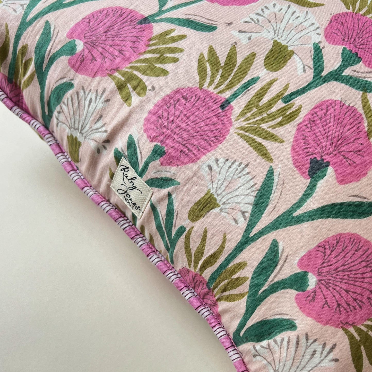 Cushions Cushion - Hot Pink Blooms on Blush 25692