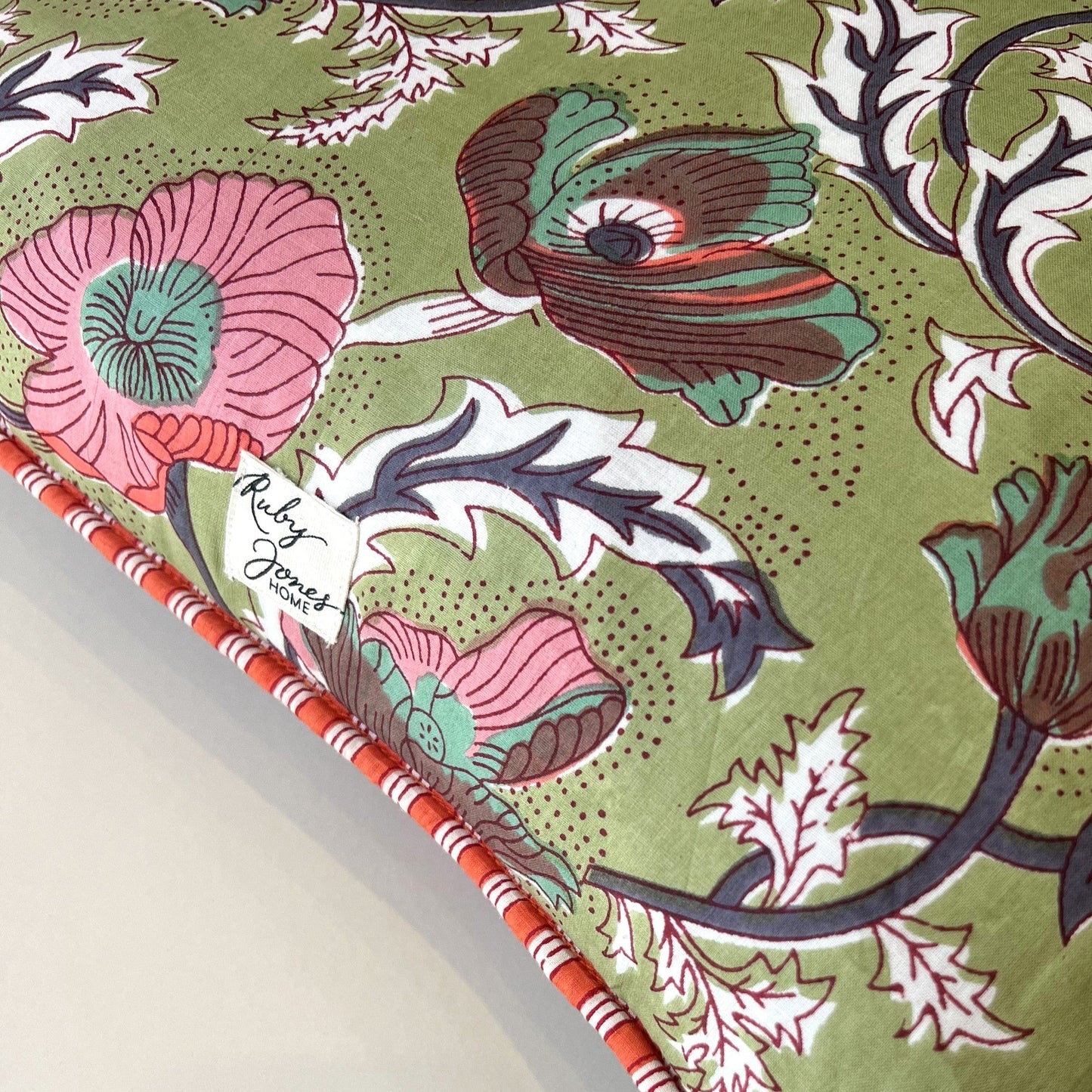 Cushions Cushion - Meadow Poppies on Pea Green 25688