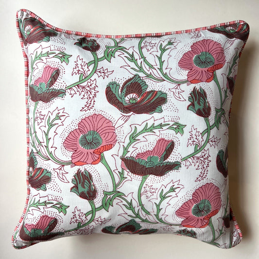 Cushions Cushion - Meadow Poppies on White 25689