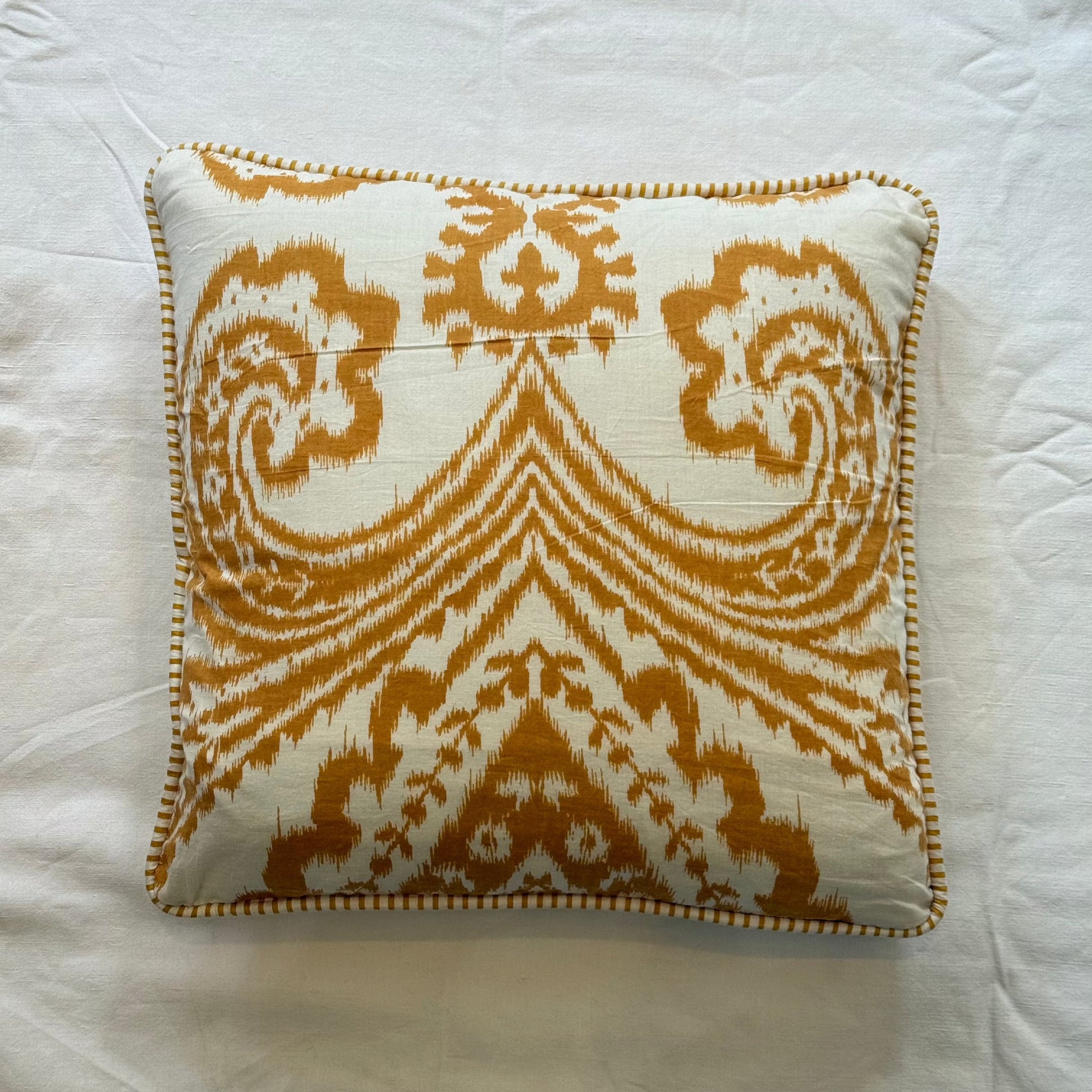 Cushions Cushion - Ochre Ikat with Matching Piping 25070