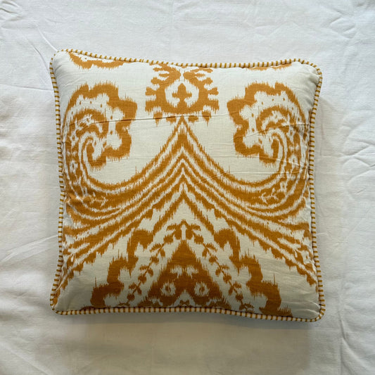 Cushions Cushion - Ochre Ikat with Matching Piping 25070
