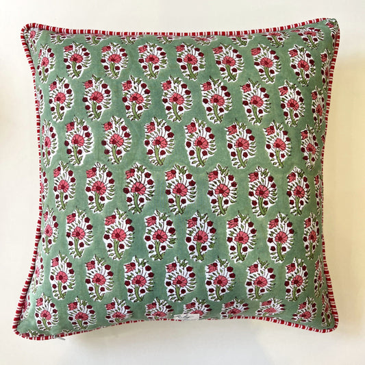 Cushions Cushion - Pink Country Flowers on Green