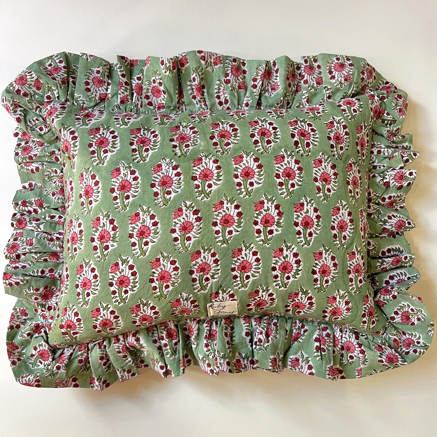 Cushions Cushion - Pink Country Flowers on Green