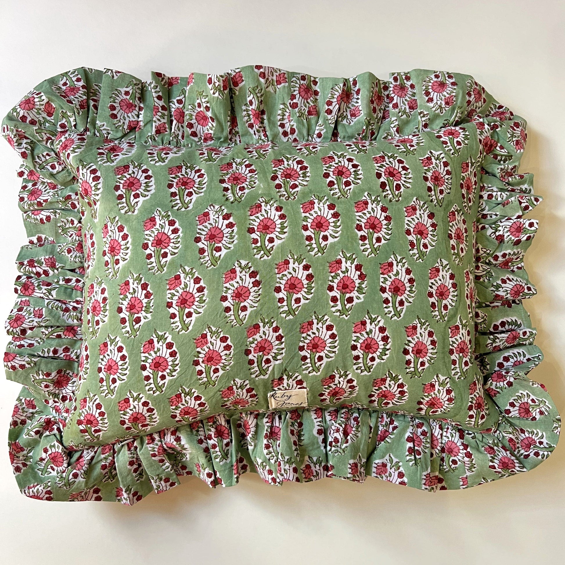 Cushions Cushion - Pink Country Flowers on Green