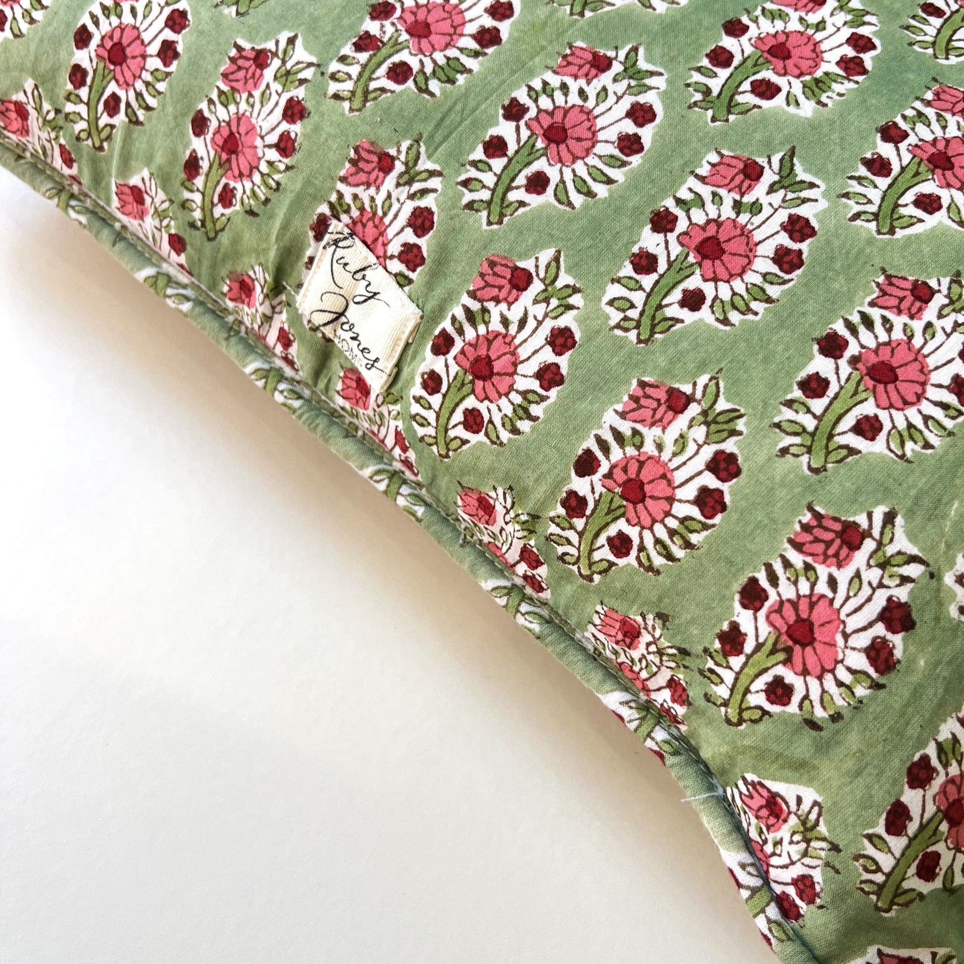 Cushions Cushion - Pink Country Flowers on Green