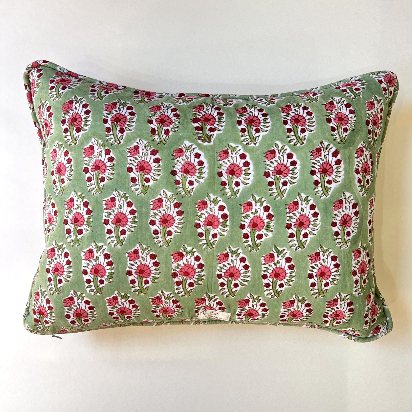 Cushions Cushion - Pink Country Flowers on Green Matching Piping / 30x40cm 25706
