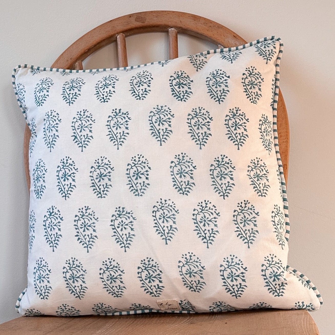 Cushions Cushion - Sky Blue Paisley with Sky Blue Piping 24289