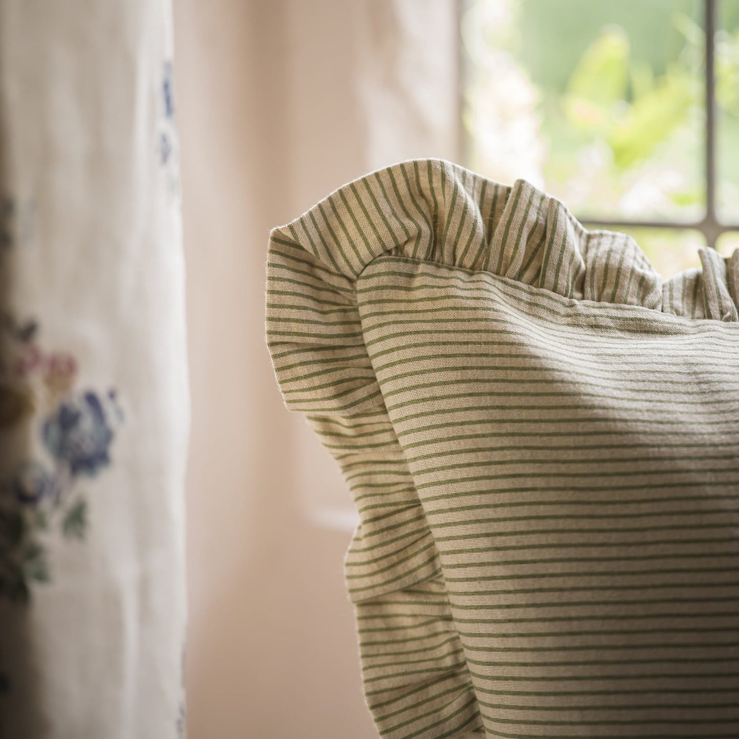 Cushions Cushion - Stripe Frill - Forest Green - 50x50cm 26480