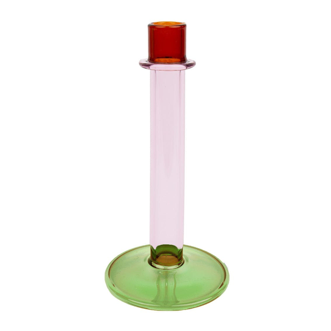 Candlesticks & Candleholders Elegant Glass Tube Candlestick Green, Orange & Pink 20775