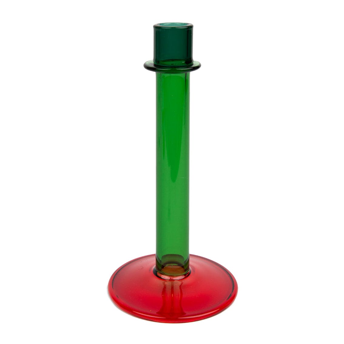 Candlesticks & Candleholders Elegant Glass Tube Candlestick Red & green 20774