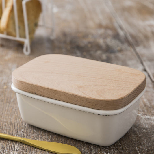 Kitchenalia Enamel Butter Dish - Warm White 27660