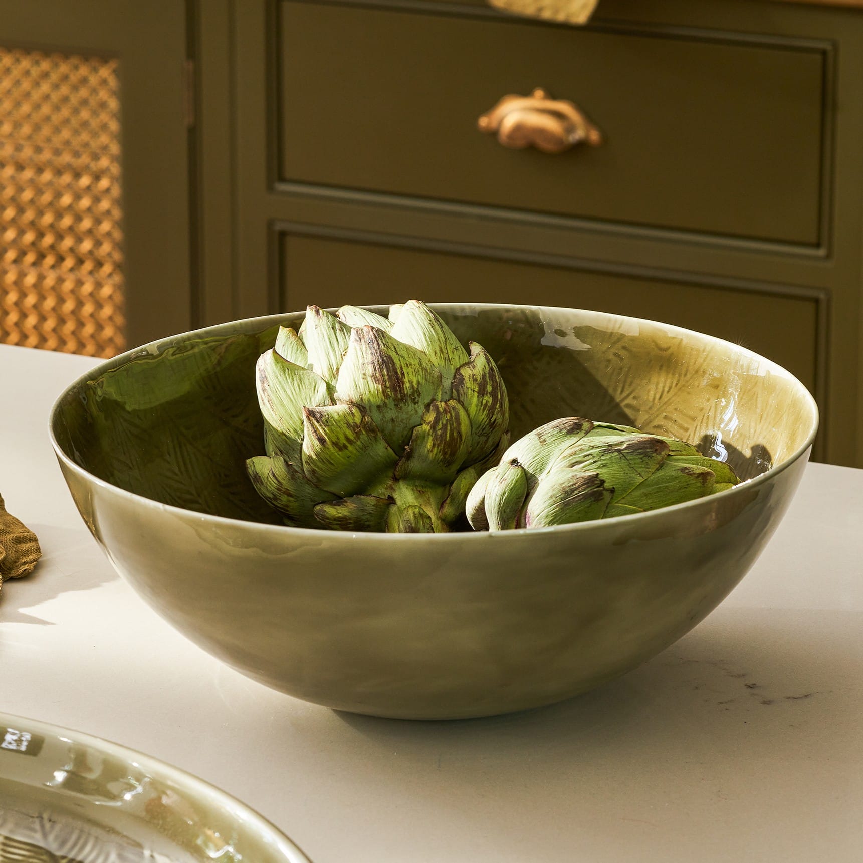 Bowls Enamel Serving Bowl - Alvescot - Moss Green 24478