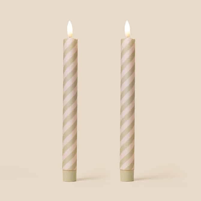 LED Candles Fabric Wrapped LED Candles - Pack of Two Blush & Pistachio Twirl 27148